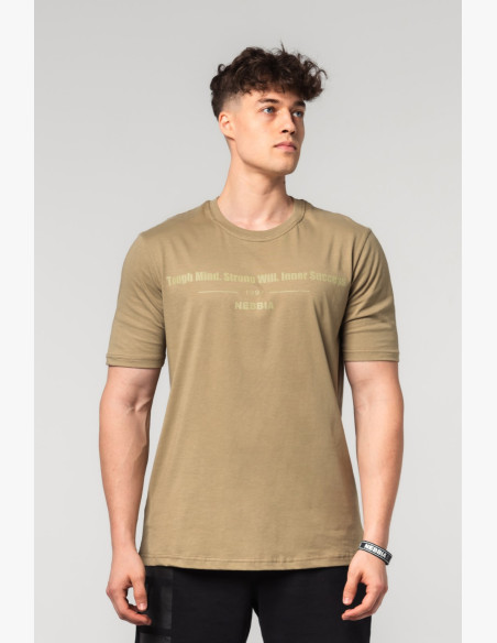 NEBBIA Muscle fit tričko FLEXIN' zelené