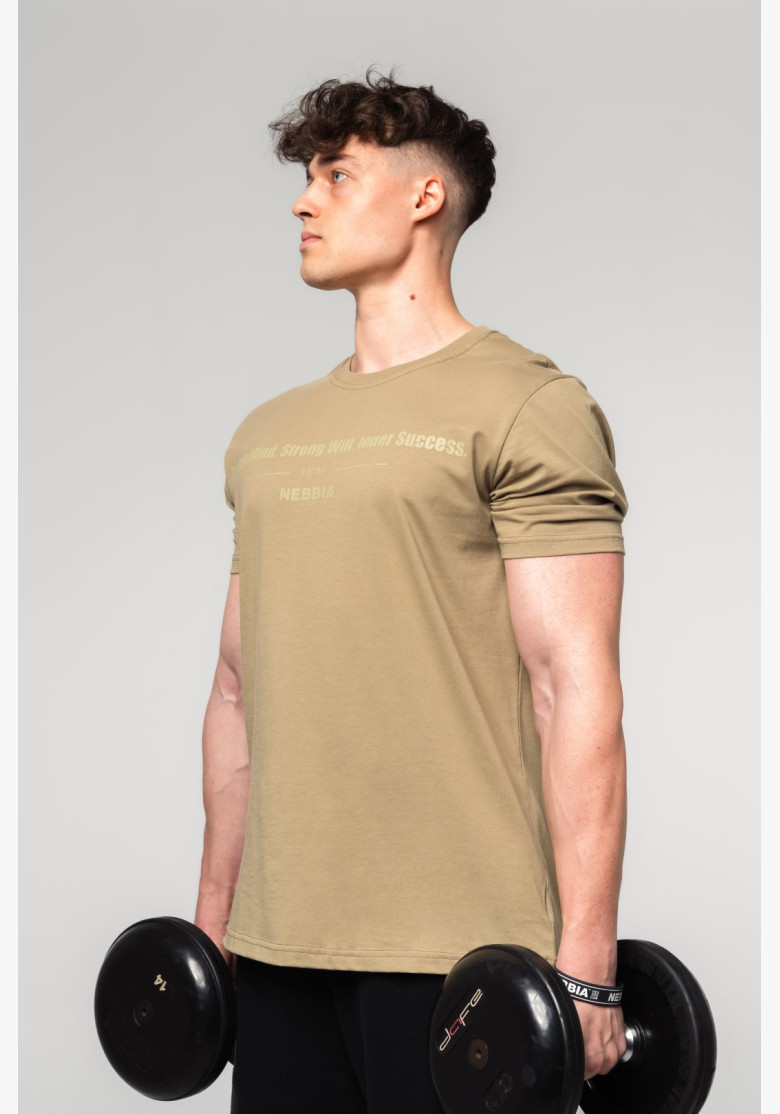 NEBBIA Muscle fit tričko FLEXIN' zelené