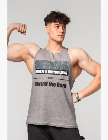 NEBBIA Washed-off oversized tielko MAX OUT šedé