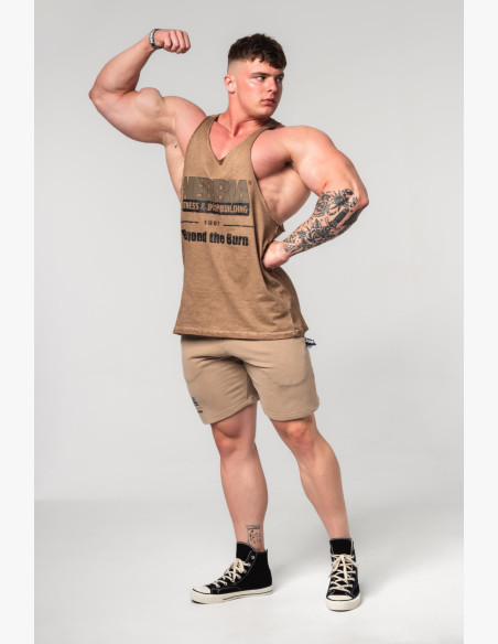 NEBBIA Washed-off oversized tielko MAX OUT béžové