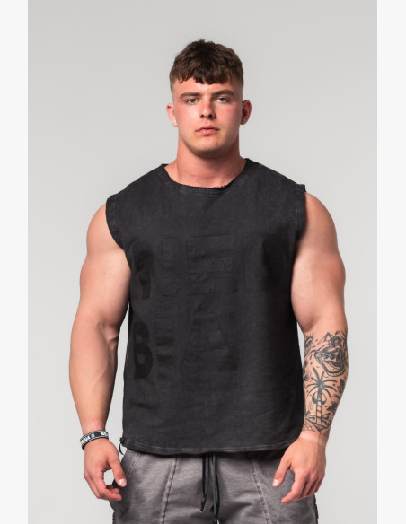 NEBBIA Washed-off mikina bez rukávov BEASTIN' čierna