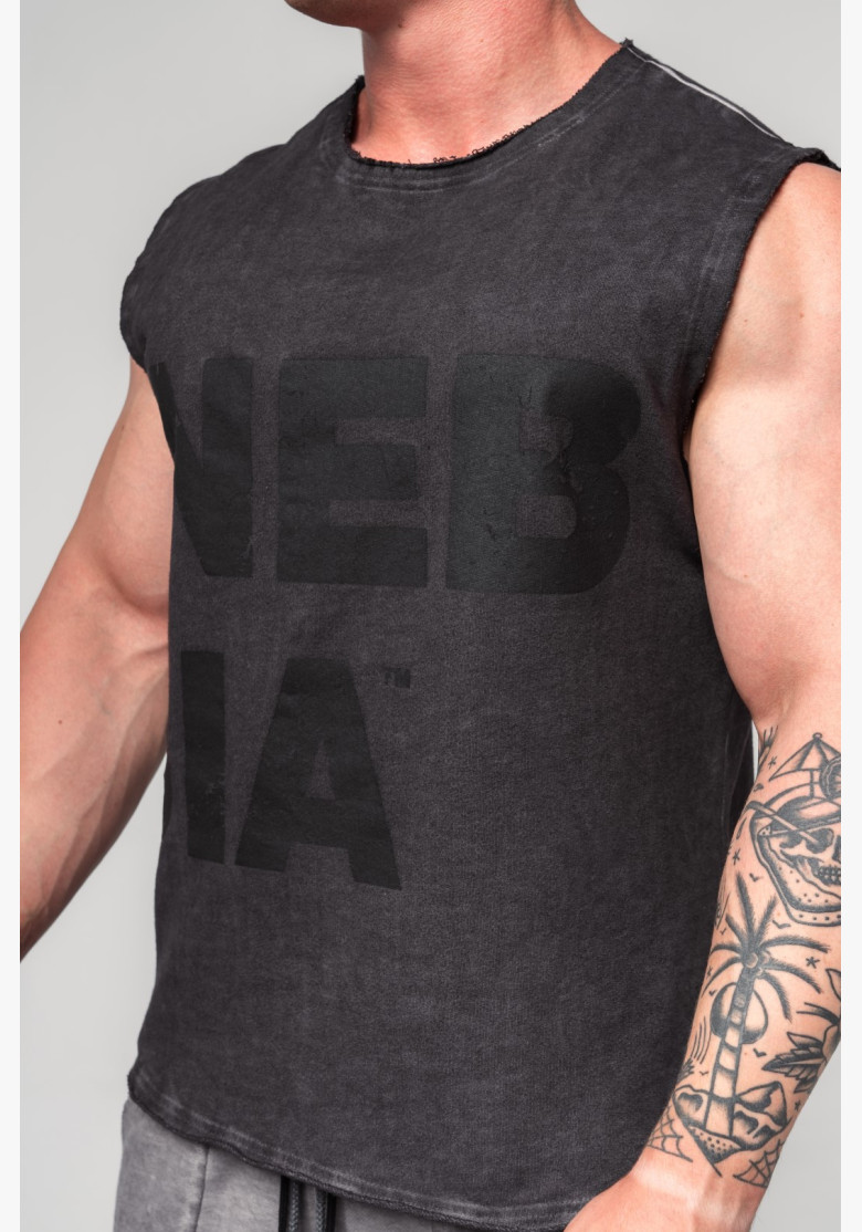 NEBBIA Washed-off mikina bez rukávov...