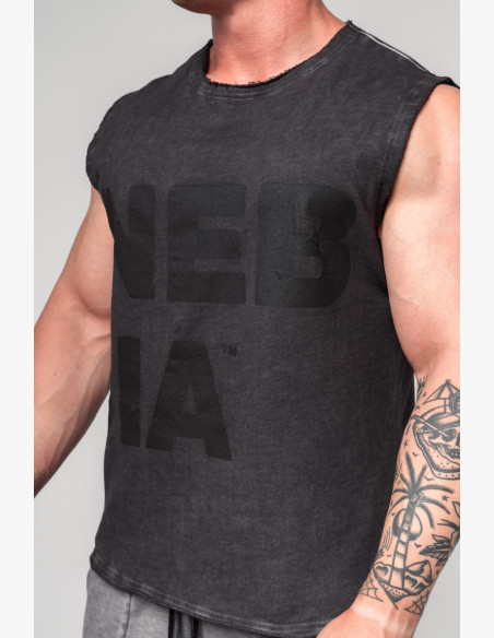 NEBBIA Washed-off mikina bez rukávov BEASTIN' čierna