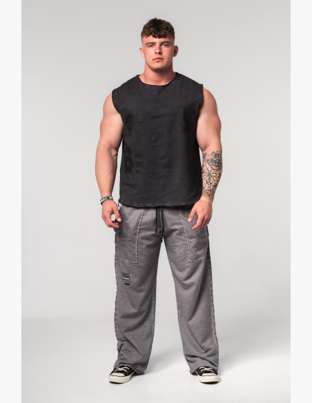 NEBBIA Washed-off mikina bez rukávov BEASTIN' čierna