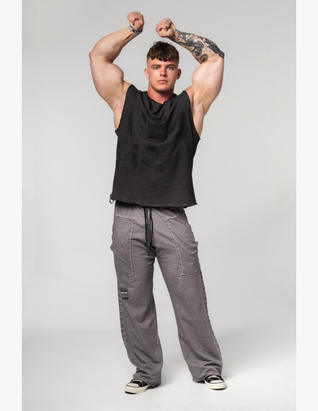 NEBBIA Washed-off mikina bez rukávov BEASTIN' čierna