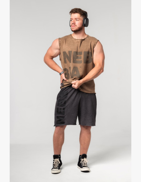 NEBBIA Washed-off mikina bez rukávov BEASTIN' hnedá