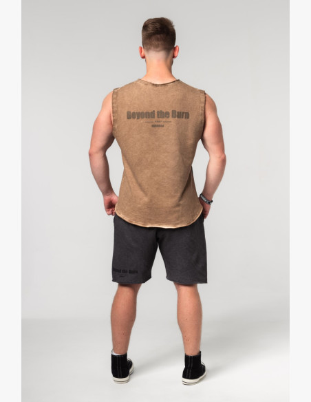 NEBBIA Washed-off mikina bez rukávov BEASTIN' hnedá