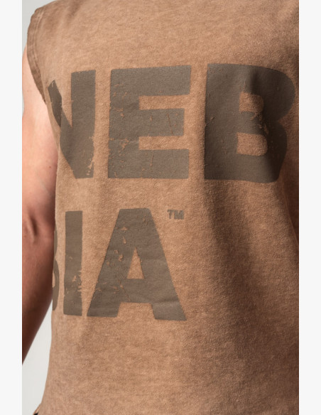 NEBBIA Washed-off mikina bez rukávov BEASTIN' hnedá