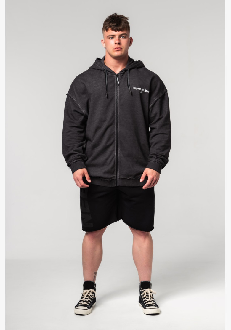 NEBBIA Washed-off mikina na zips GYM...