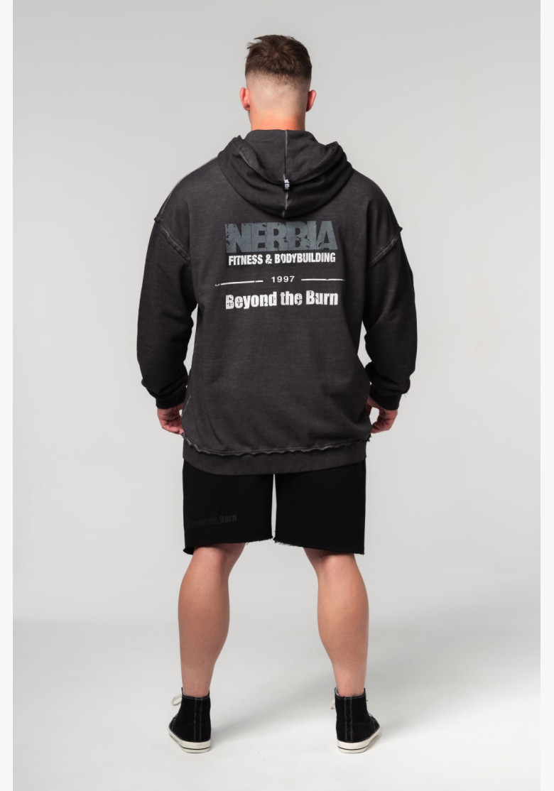 NEBBIA Washed-off mikina na zips GYM...