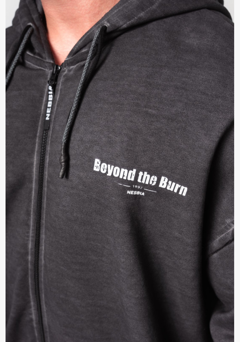 NEBBIA Washed-off mikina na zips GYM...