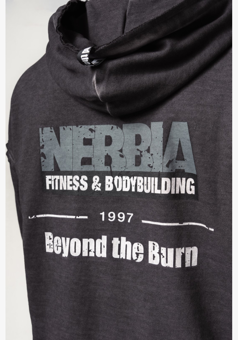 NEBBIA Washed-off mikina na zips GYM...