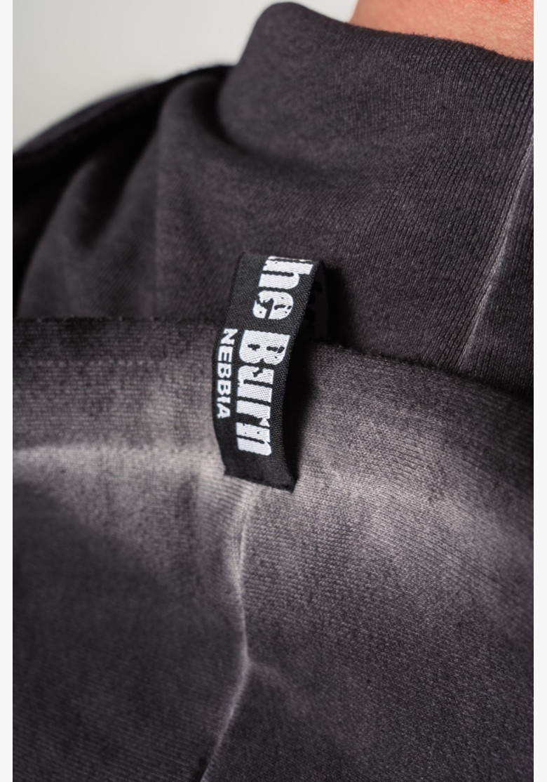 NEBBIA Washed-off mikina na zips GYM...