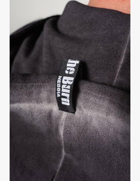 NEBBIA Washed-off mikina na zips GYM BRO čierna