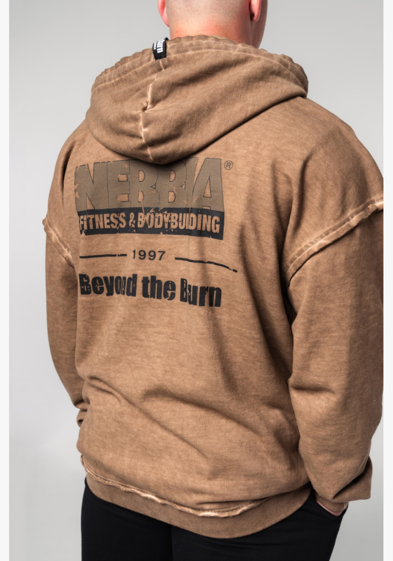 NEBBIA Washed-off mikina na zips GYM...