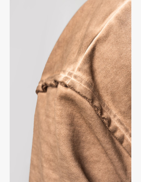 NEBBIA Washed-off mikina na zips GYM BRO hnedá