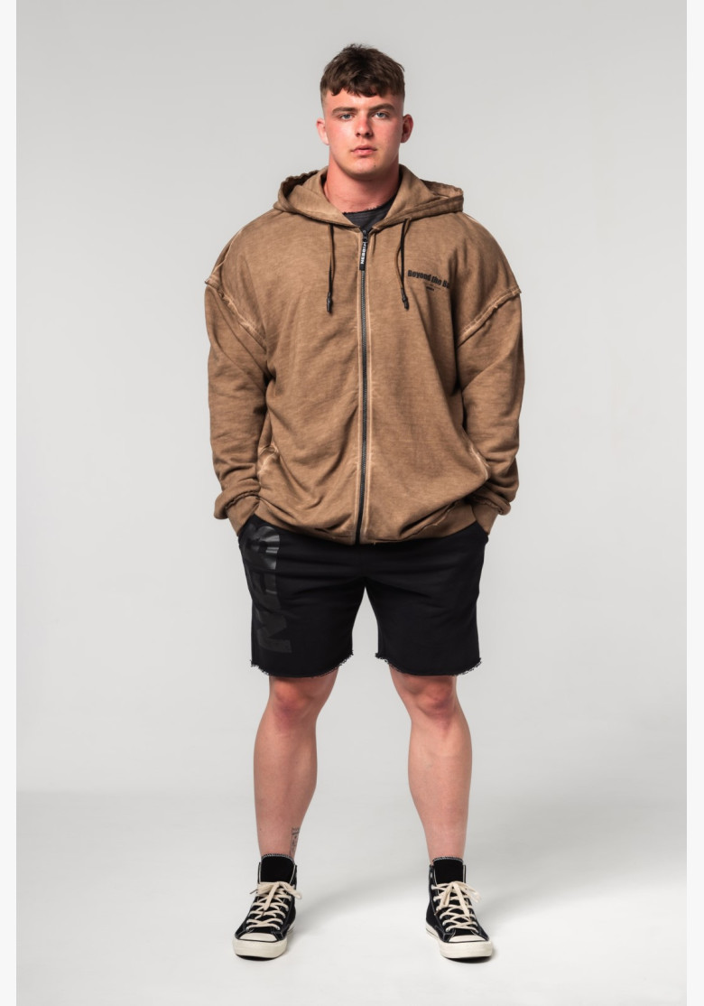 NEBBIA Washed-off mikina na zips GYM...