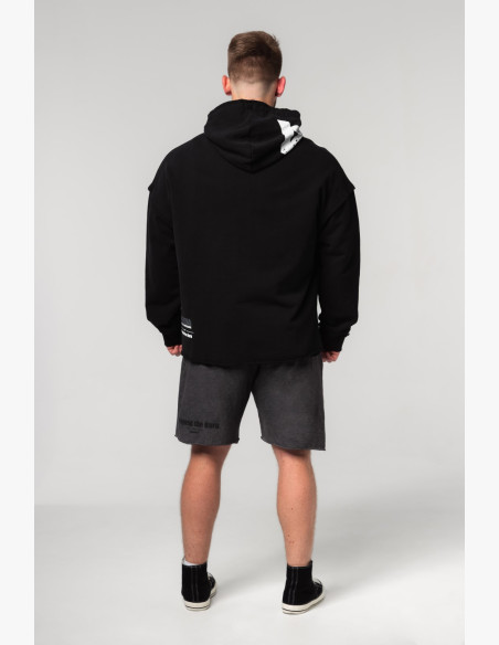 NEBBIA Oversized mikina s kapucňou NO BS čierna