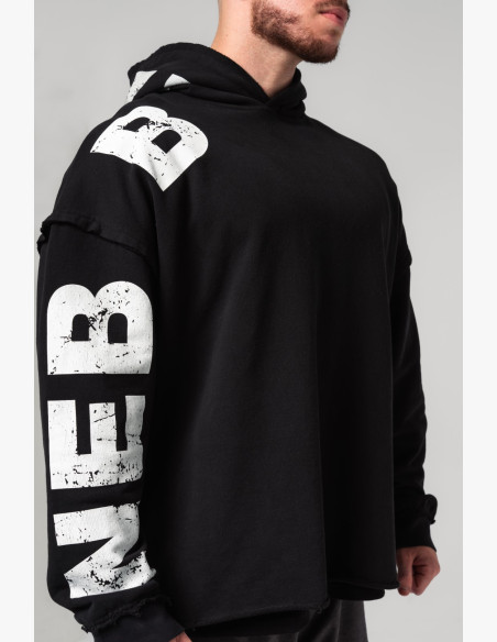 NEBBIA Oversized mikina s kapucňou NO BS čierna