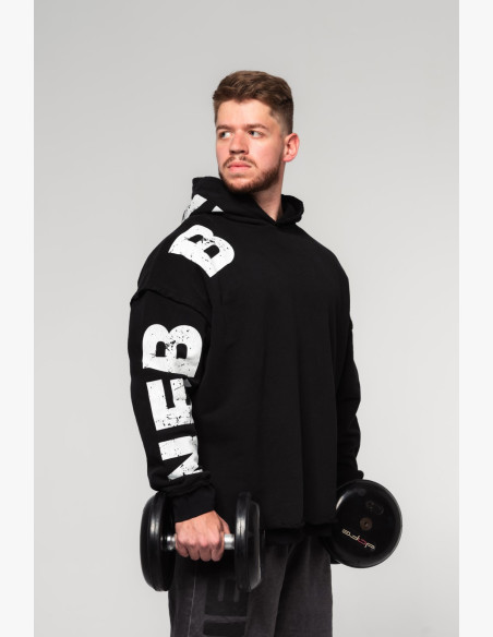 NEBBIA Oversized mikina s kapucňou NO BS čierna