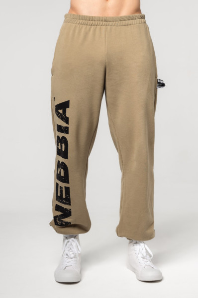 NEBBIA Voľné baggy tepláky s vreckami GYM BRO zelené
