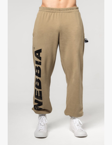 NEBBIA Voľné baggy tepláky s vreckami GYM BRO zelené