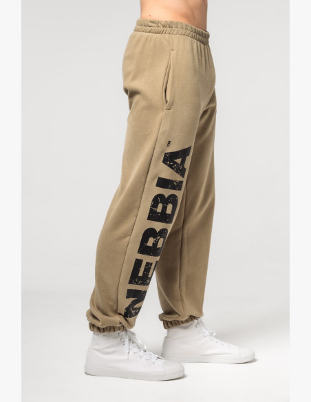 NEBBIA Voľné baggy tepláky s vreckami GYM BRO zelené