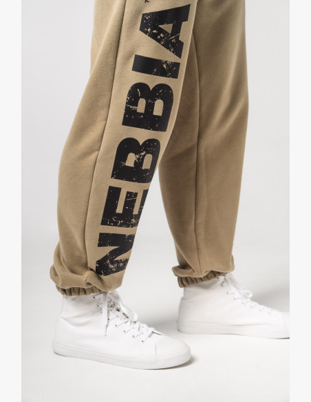 NEBBIA Voľné baggy tepláky s vreckami GYM BRO zelené