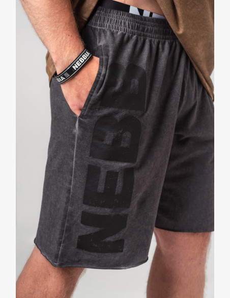 NEBBIA Washed-off teplákové šortky NO BS čierne