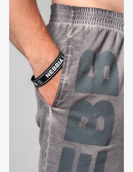 NEBBIA Washed-off teplákové šortky NO BS šedé