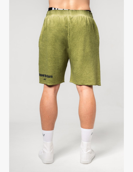 NEBBIA Washed-off teplákové šortky NO BS zelené