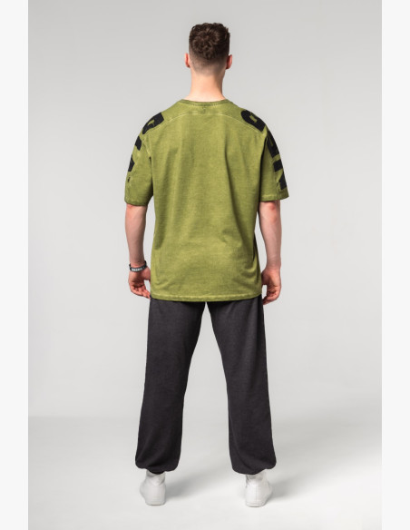 NEBBIA Washed-off oversized tričko LIFTING CLUB zelené