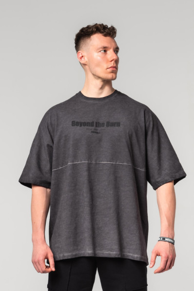 NEBBIA Washed-off oversized tričko NO SHORTCUTS čierne