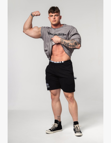 NEBBIA Washed-off bavlnené heavyweight tričko GRIND šedé