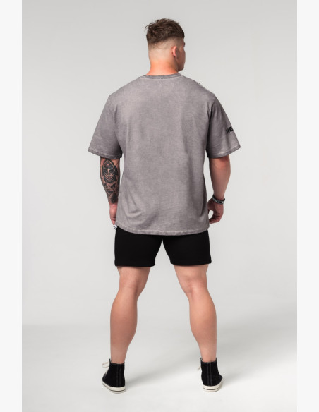 NEBBIA Washed-off bavlnené heavyweight tričko GRIND šedé