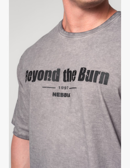 NEBBIA Washed-off bavlnené heavyweight tričko GRIND šedé