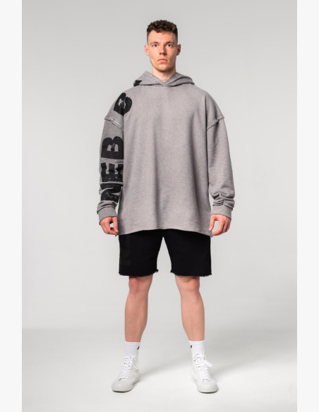 Washed-off oversized mikina s kapucňou NO BS šedá