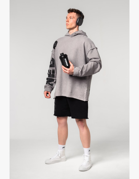 Washed-off oversized mikina s kapucňou NO BS šedá