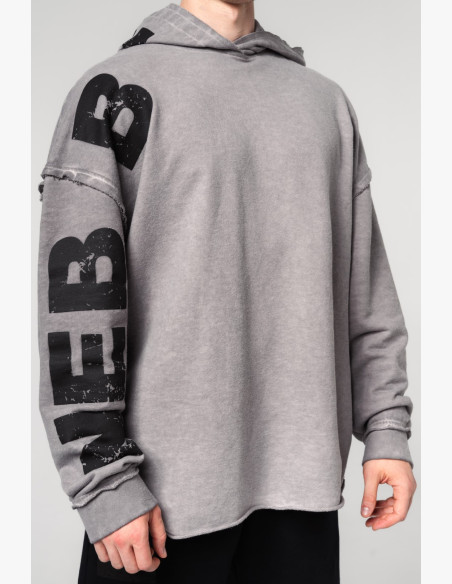 Washed-off oversized mikina s kapucňou NO BS šedá