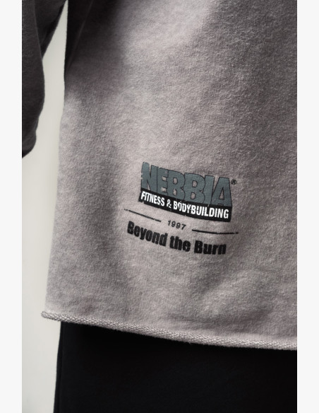 Washed-off oversized mikina s kapucňou NO BS šedá