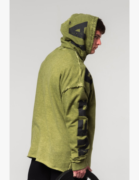 NEBBIA Washed-off oversized mikina s kapucňou NO BS zelená