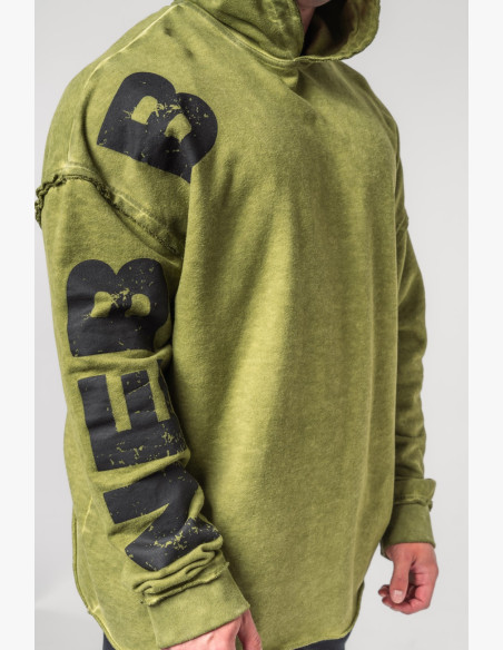 NEBBIA Washed-off oversized mikina s kapucňou NO BS zelená