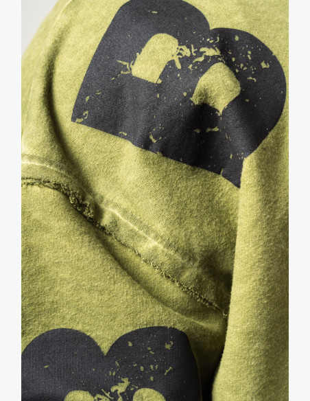 NEBBIA Washed-off oversized mikina s kapucňou NO BS zelená