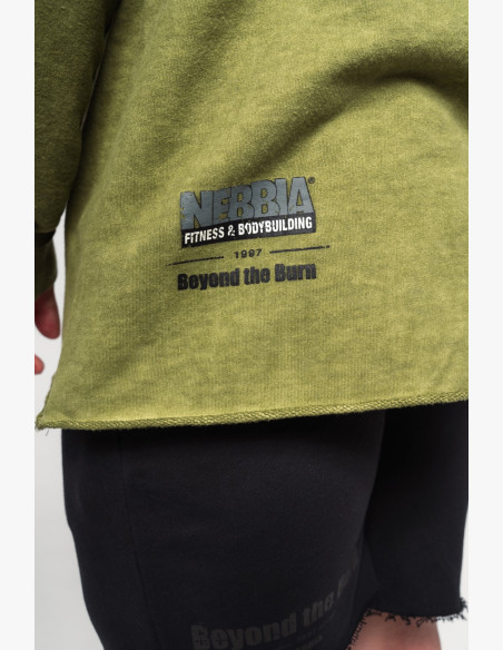 NEBBIA Washed-off oversized mikina s kapucňou NO BS zelená