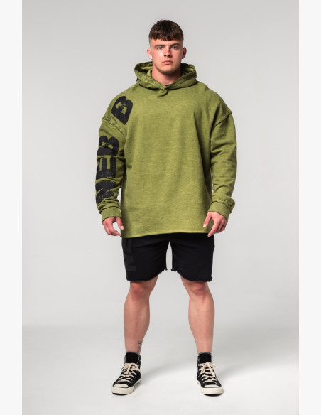 NEBBIA Washed-off oversized mikina s kapucňou NO BS zelená