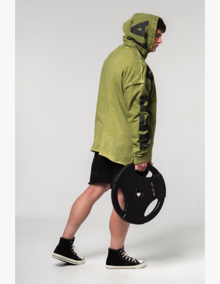 NEBBIA Washed-off oversized mikina s kapucňou NO BS zelená