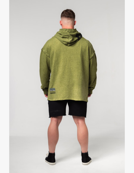 NEBBIA Washed-off oversized mikina s kapucňou NO BS zelená