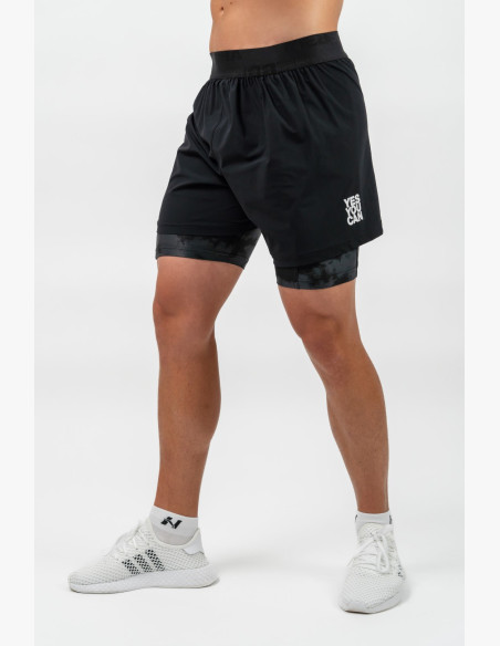 NEBBIA Kompresné Šortky 2v1 s Vreckom na Mobil PERFORMANCE čierne