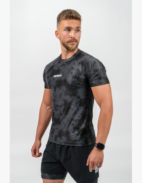 NEBBIA Kompresné Camouflage Tričko MAXIMUM čierne