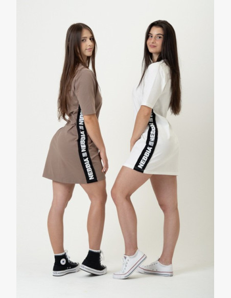 NEBBIA Tričkové oversized šaty NEBBIA CLUB béžové